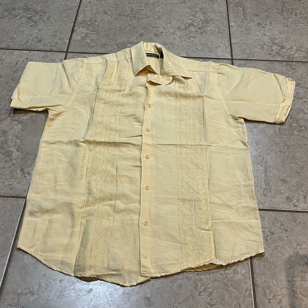 Cubavera Men’s: Medium‎ Pale Yellow Short Sleeve Button Up
